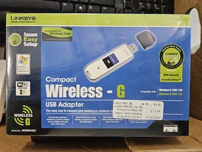 Linksys Compact Wireless - G USB Adapter: Model WUSB54GC (Brand New) - Image 1 of 4
