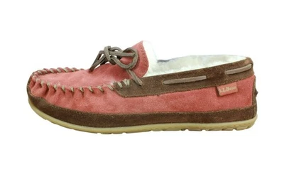 LL Bean Men's Wicked Good Moccasins Shearling Lined Suede Red Brown Size 8 M - Image 1 of 4