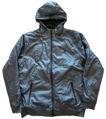 Chaqueta acolchada gris con capucha Quicksilver Y2K para hombre talla mediana abrigo de lluvia de skate Foto 1 de 4