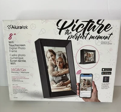 Aluratek 8” Touch LCD Wireless Wi-Fi Touchscreen Digital 16gb Photo Frame NEW - Image 1 of 4