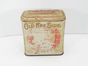 Swain Earle Co Old Fire Side Formosa Oolong Boston MA Advertising Tea Tin Decor - Picture 1 of 13