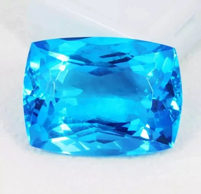 100+ quilates topacio aguamarina azul cielo corte cojín piedra preciosa suelta certificada natural Foto 1 de 4