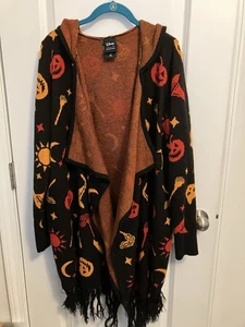 Hocus Pocus Sweater 2X Dani Disney Her Universe Black Orange Hooded Cardigan - Picture 1 of 4