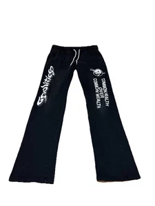 Men's Premium Quality Flared Fleece Sweat Pants Black Size L - Picture 1 of 9