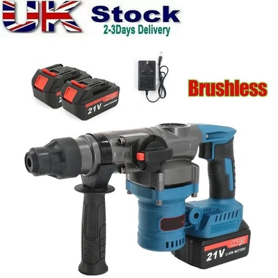 21V Cordless Hammer Drill SDS Rotary Heavy Duty Electric Impact Hammer 2 Battery - Image 1 of 4