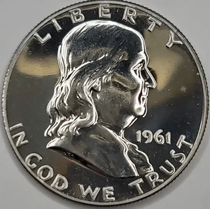 1961 GEM PROOF FRANKLIN HALF DOLLAR 90% SILVER - Picture 1 of 12