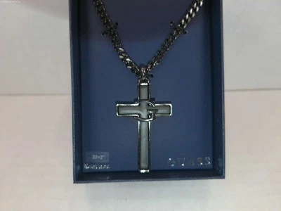 Guess Los Angeles Gunmetal Black Cross With G Logo 22 + 2 Inch Men's Chain - Image 1 of 2