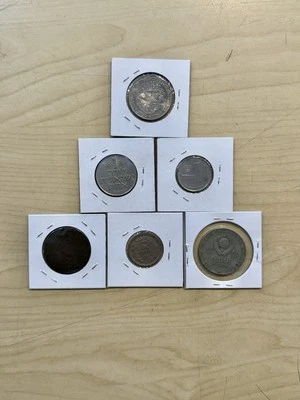 World Coins Lot of 6 Vintage, 5 Countries International, Protective Sleeves - Image 1 of 4