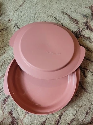 TUPPERWARE Vintage Malva Rosa Plato Y Tapa Cuenco Microondas Recalentar   Foto 1 de 4