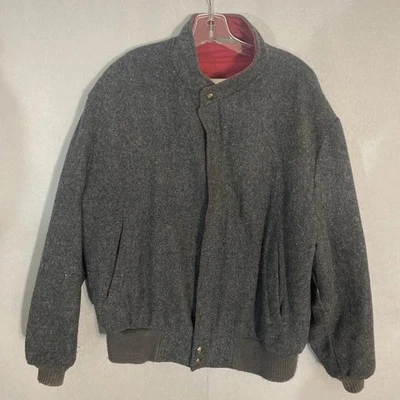 Vintage Field & Stream Men's Size XL- Gray Wool  Bomber Style Jacket - Red Lined - Image 1 of 4