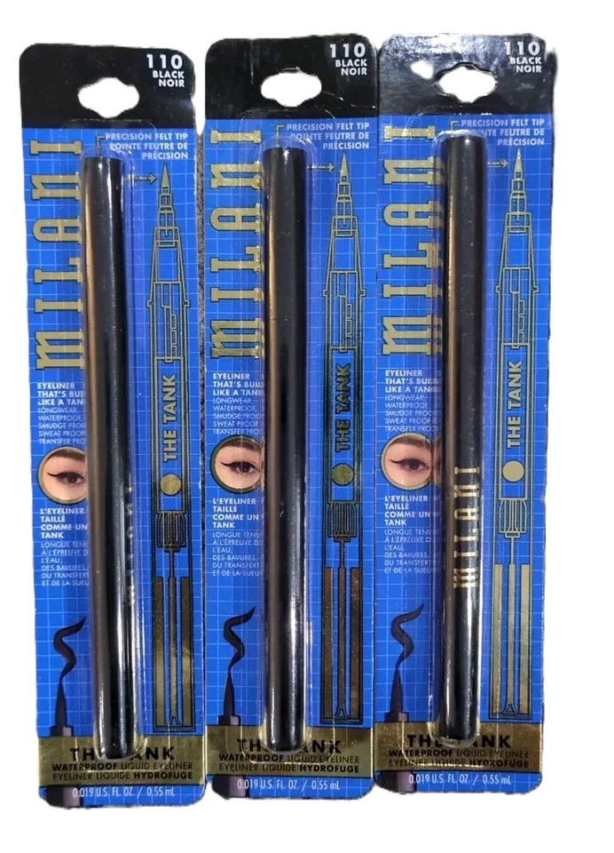 3-COUNT MILANI THE TANK WATERPROOF FELT TIP LIQUID EYELINER 110 BLACK - Image 1 of 1