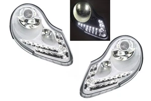 LED DRL Projector Headlights pair CHROME for PORSCHE 986 BOXSTER 911 996 MK1 - Picture 1 of 7