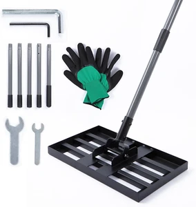 Lawn Leveling Rake with Work Gloves - Heavy-Duty Yard Leveling Rake - 17" X 10" - Picture 1 of 12