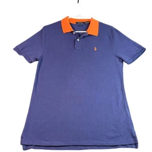 Polo Ralph Lauren Slim Fit Polo Shirt Orange Collar Blue Boys XL/TG (18-20) - Picture 1 of 7