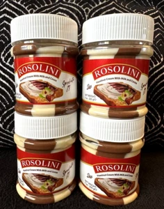 4 JARS ROSOLINI HAZELNUT CREAM W MILK & COCOA DUO RICH CREAMY SPREAD 7oz LOT - Picture 1 of 7