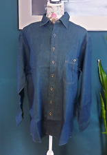 John F. Gee Hemd Western Shirt blau - grün Gr M