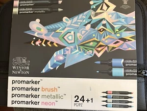 Winsor Newton Promarker Wallet - 24 Mixed Marker Set. Box Faded - Picture 1 of 1