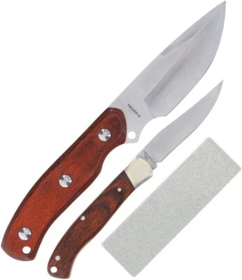 Uncle Henry Pakkawood Knives Set Full Tang Fixed Blade Pocket Knife Stone New - Image 1 of 4