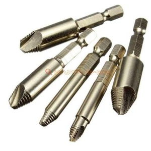 5pcs Drill Tool Set Hex Shank HSS Nickel Screw Stud Bolt Easy Extractor NEW - Picture 1 of 8