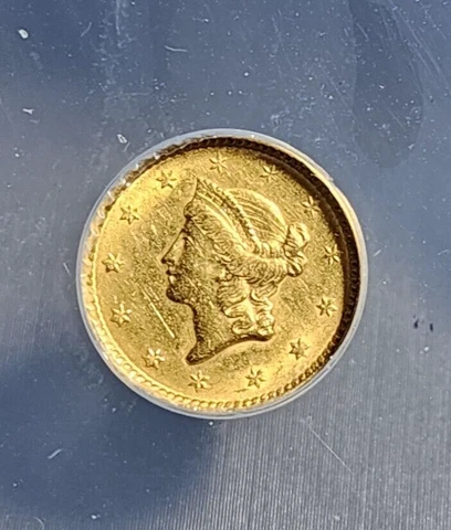 1853 Gold Liberty Head $1 ANACS AU58 Details: Cleaned (427) Cover