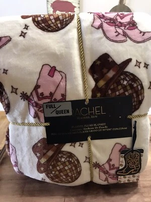 ¡NUEVO CON ETIQUETAS! Manta de felpa completa/queen Rachel Roy DISCO COWGIRL Country Yee Haw. Foto 1 de 4