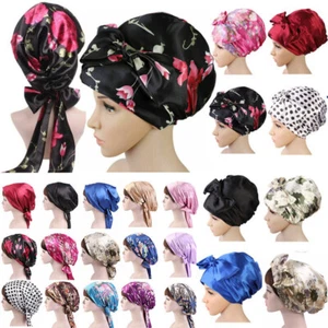 Curly Long Hair Night Sleep Cap Bonnet Satin Silk Head Wrap Turban Scarf Hats❤ - Picture 1 of 47