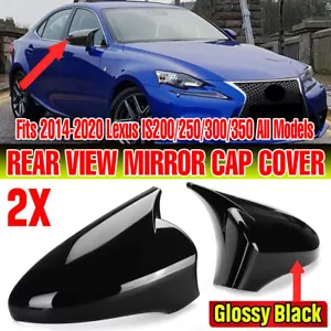 FOR 2014-2020 LEXUS GS350 GS450H GSF ADD-ON GLOSSY BLACK SIDE MIRROR COVER CAPS - Picture 1 of 12