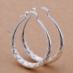 Fashion Women 925 Silver Ear Stud Hoop Dangle Earrings Wedding Bridal Jewelry