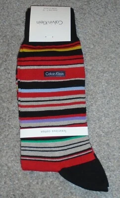 Calvin Klein Negro Rojo Multicolor Mezcla de Algodón Rayas Vestido Calcetines Hombre Zapato 7-12 Foto 1 de 4