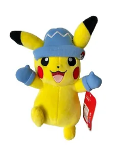 Pokemon Pikachu Plush Toy Stuffed Winter Limited Blue Beanie Gloves Jazwares NWT - Picture 1 of 5