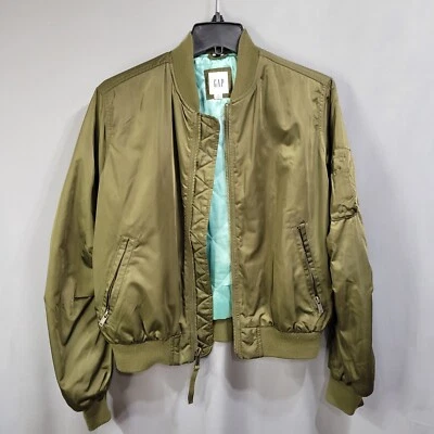 Gap Women’s Green Satin Bomber Jacket Size Small - Image 1 of 4