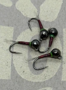 4ea.Hot collar Wine Tinsel Perdigon size #16. Great Anchor fly. - Picture 1 of 3