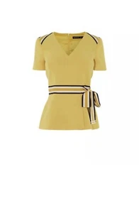 STUNNING Karen Millen Stripe Peplum Top Size 8 RRP £140 - Picture 1 of 4