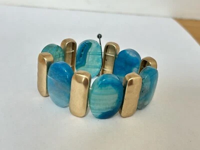 NUEVO Pulsera elástica de ágata azul de Chico's piedras semipreciosas Foto 1 de 4