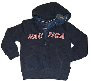 NAUTICA 453 SPORT NAVY BLUE BOYS ZIP UP HOODIE SWEATER TOP SIZE SMALL 4 NEW WTAG - Picture 1 of 3