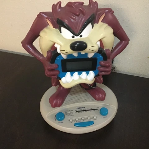 Vintage TAZ Tazmanian Devil TOSHIBA Digital Alarm Clock Radio Looney Tunes 1997 Cover