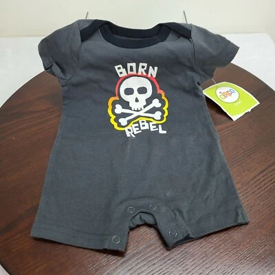 Circo Born Rebel Romper Infant 3 Months Black Gray Short Sleeve Snap 3M - Image 1 of 4