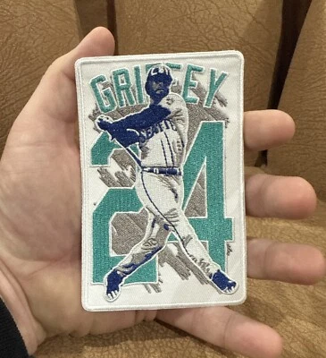 RARE Ken Griffey Jr. “The Kid” 4.75in Seattle Mariners Sew On Patch HOF Logo - Image 1 of 2