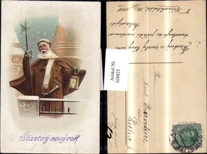 168823,Weihnachten alter Mann mit Laterne Kirche - Bild 1 von 1