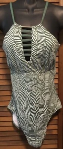 LEILANI SWIMSUIT 10 WOMENS BATHINGSUIT GREEN LINED HALTER SEXY - Picture 1 of 12