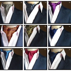 Men Vintage Paisley Cravat Wide Ties Polka Dots Flower Ascot Scarf Handkerchief - Picture 1 of 20