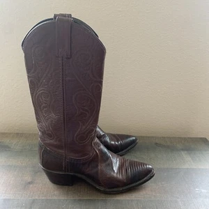Dan Post Exotic Lizard Cowboy Boots Women's 7B Brown Western Leather USA - Picture 1 of 15