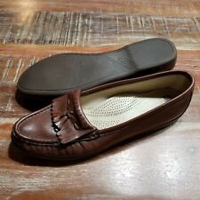 SAS Brown Leather Comfort Slip On Penny Loafer Shoes Women's U.S. 9.5 S AAA Slim