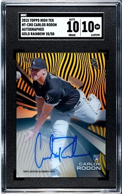 2015 Topps High Tek Carlos Rodon GOLD RAINBOW /50 RC SGC 10 AUTO 10 POP 1 - Image 1 of 2