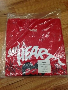NEW DGK Dirty Ghetto Kids Skateboard SAVE A HEART T-Shirt SIZE YOUTH LARGE NOS - Picture 1 of 10