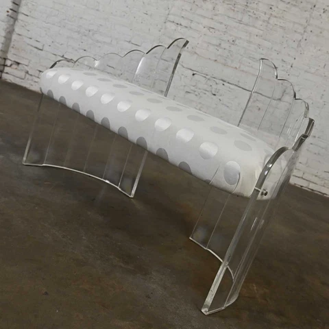 Late 20th Century Lucite Art Deco Hollywood Regency Sculptural Wing Bench Cover