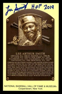 LEE SMITH SIGNED NATIONAL BASEBALL HALL OF FAME PLAQUE POSTCARD "HOF 2019" JSA - Image 1 of 3
