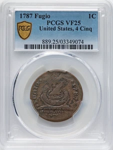 1787 Fugio Cent PCGS VF25 UNITED STATES 4 Cinq N15H R4 FREE FED EX SHIPPING - Picture 1 of 4