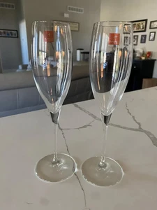 Bormioli Italy Crystal Champagne Flutes, Set of Two - Picture 1 of 7