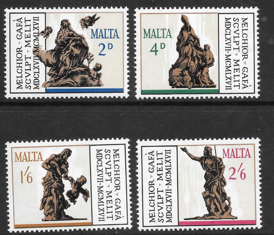 MALTA 1967. Sc #367/70; SG #385/8. 300th Death Anniversary of Melchior Gafa. MH - Image 1 of 2